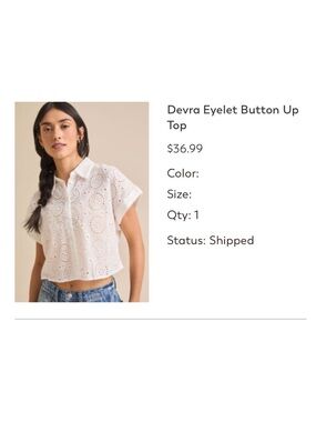 Altar'd State Devra Eyelet Button-Up Top - White